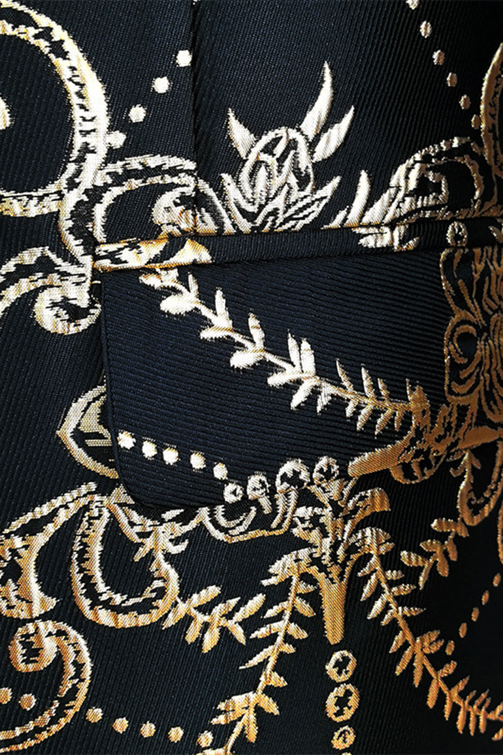 Black Golden Notched Lapel Jacquard menn Blazer
