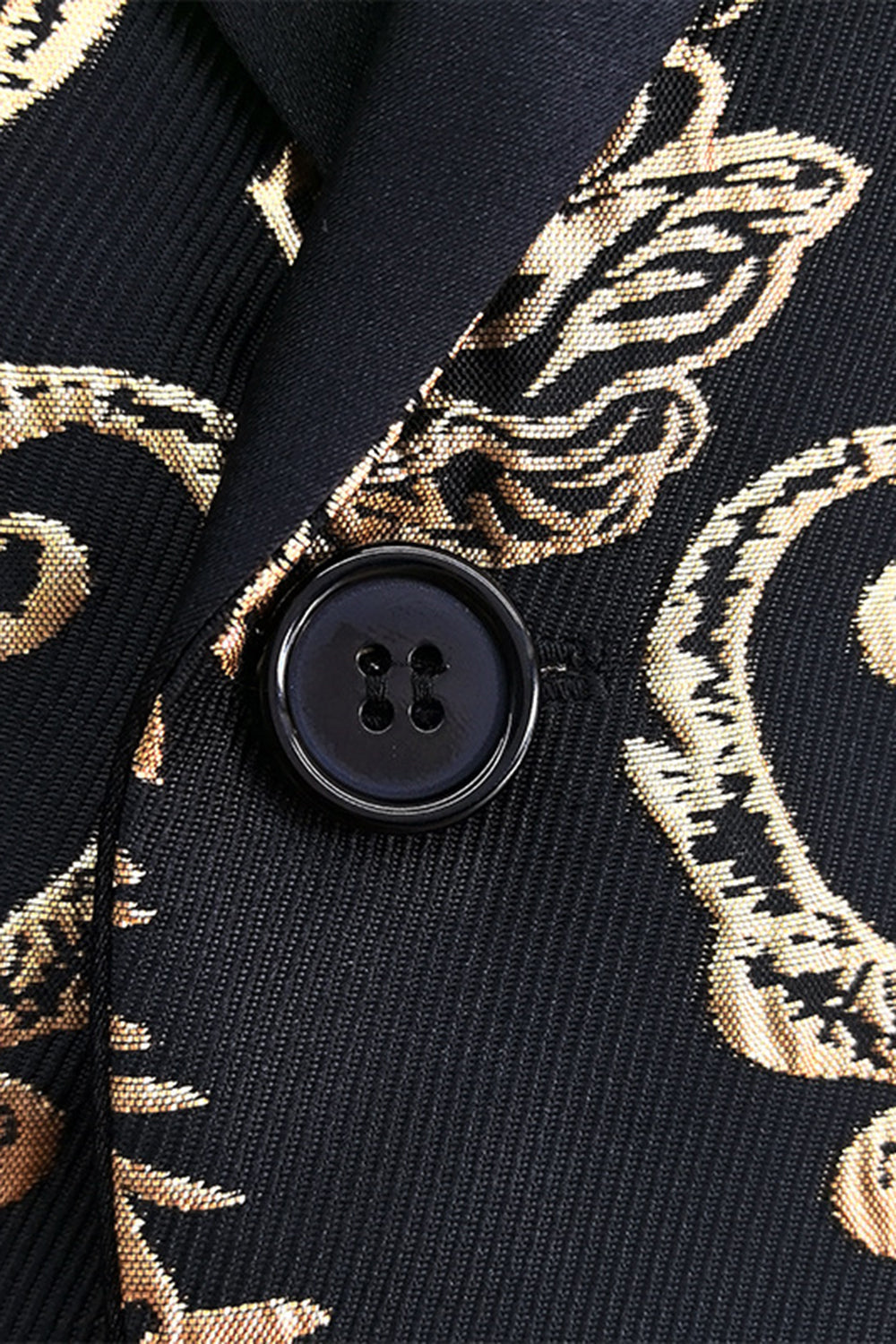 Black Golden Notched Lapel Jacquard menn Blazer