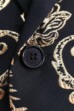 Black Golden Notched Lapel Jacquard menn Blazer