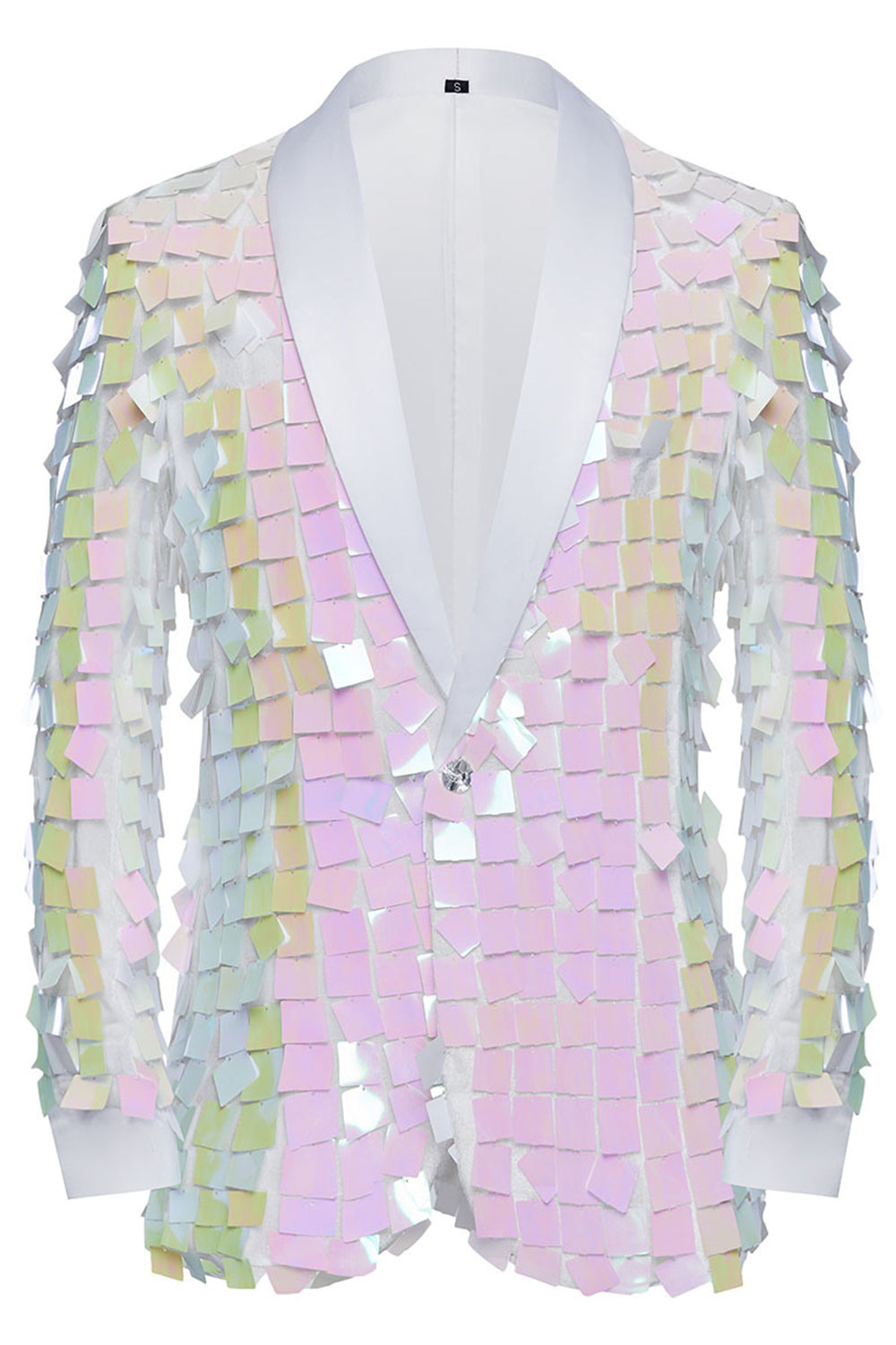 Glitrende hvitt sjal jakkespaljetter menn Blazer