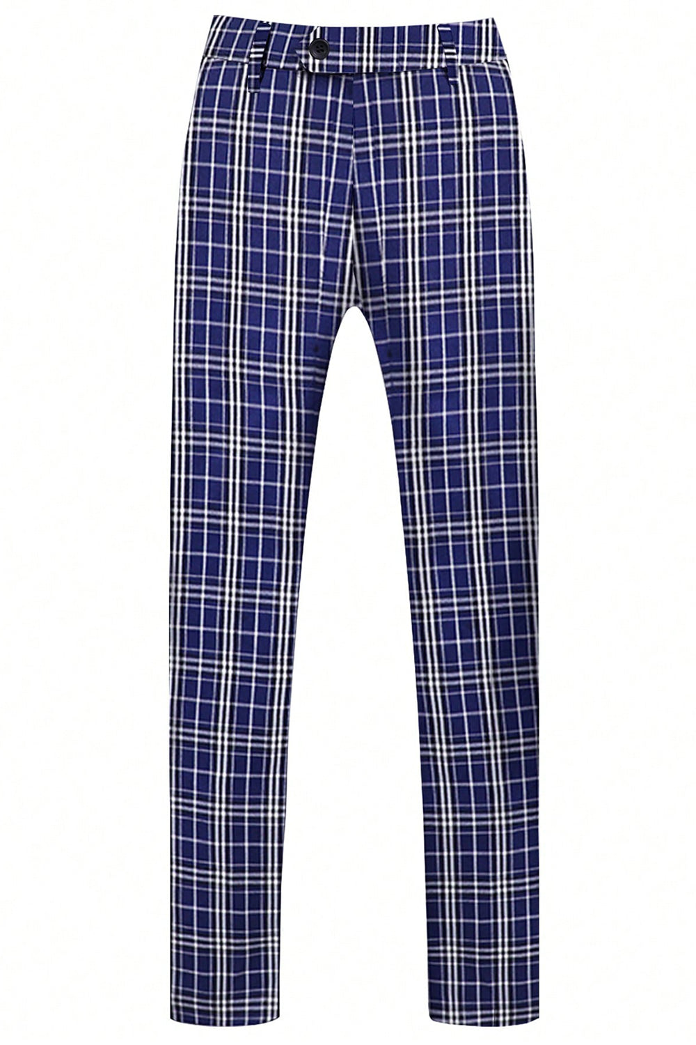 Royal Blue Plaid Peak Lapel Double Breasted 2 Piece herredress