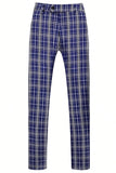 Royal Blue Plaid Peak Lapel Double Breasted 2 Piece herredress