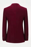 Burgunder Velvet Single Breasted menn Blazer