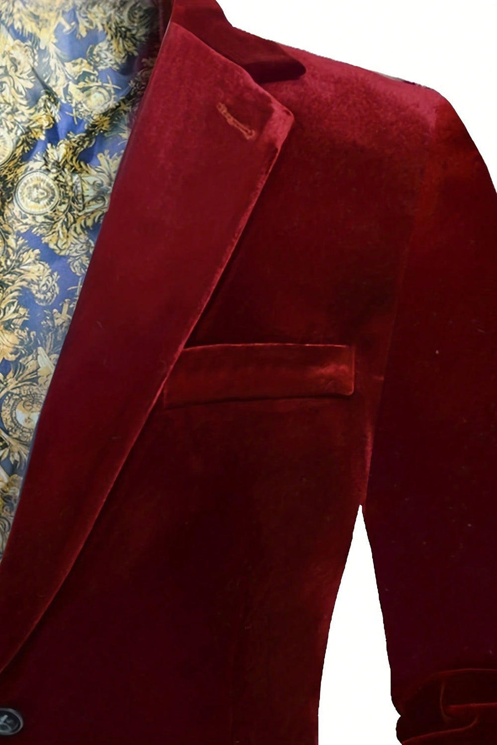 Burgunder Velvet Single Breasted menn Blazer