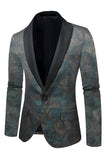 Mørkeblå Jacquard Shawl Lapel Prom Blazer for menn
