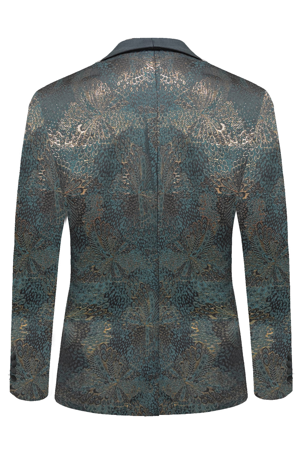 Mørkeblå Jacquard Shawl Lapel Prom Blazer for menn