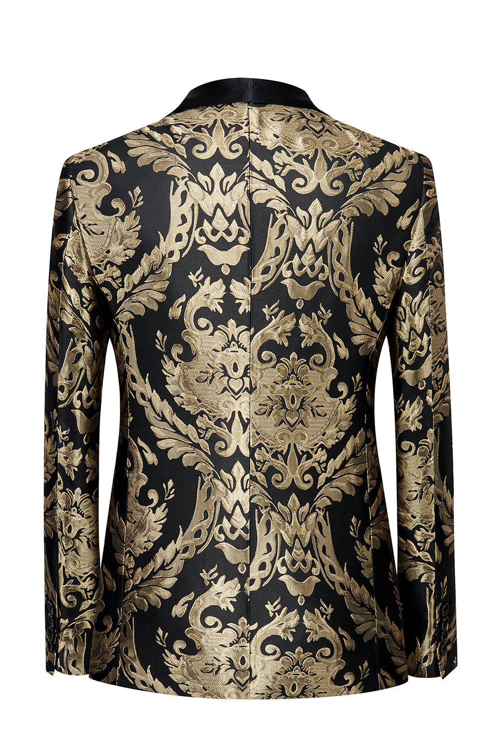 Svart gylden broderi blazer for menn