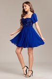 Sparkly Royal Blue Sequins Kort Homecoming kjole