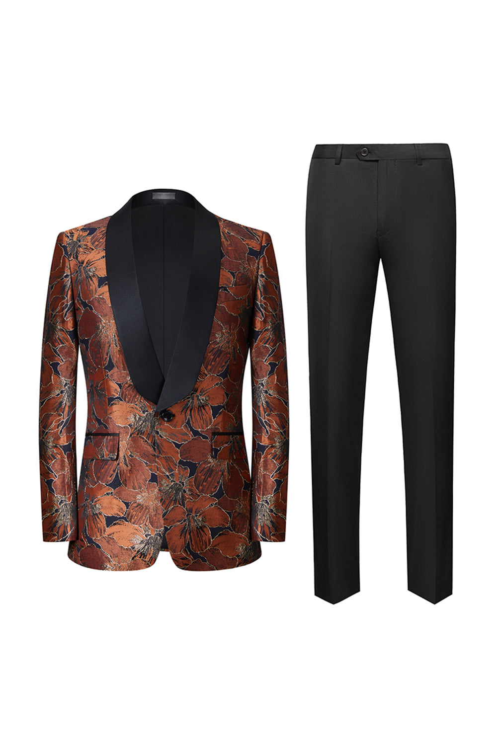 Brun Jacquard sjal jakkeslag 2-delt dresser for menn