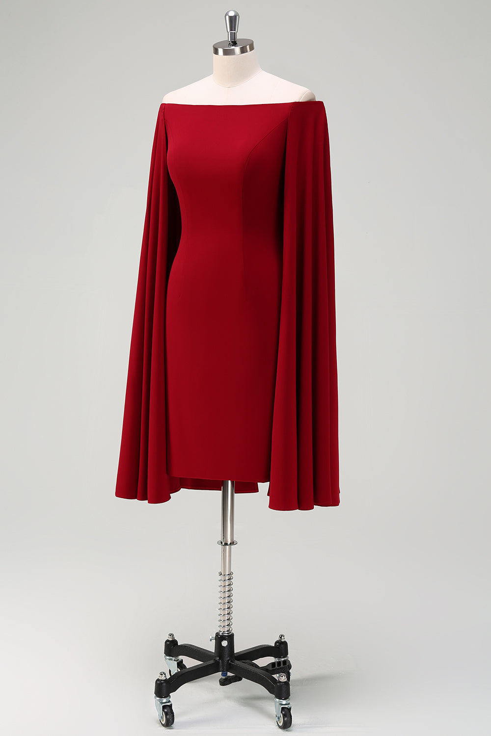Burgunder Off the Shoulder Bodycon Cocktail Kjole Med Kappeermer