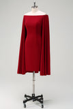 Burgunder Off the Shoulder Bodycon Cocktail Kjole Med Kappeermer