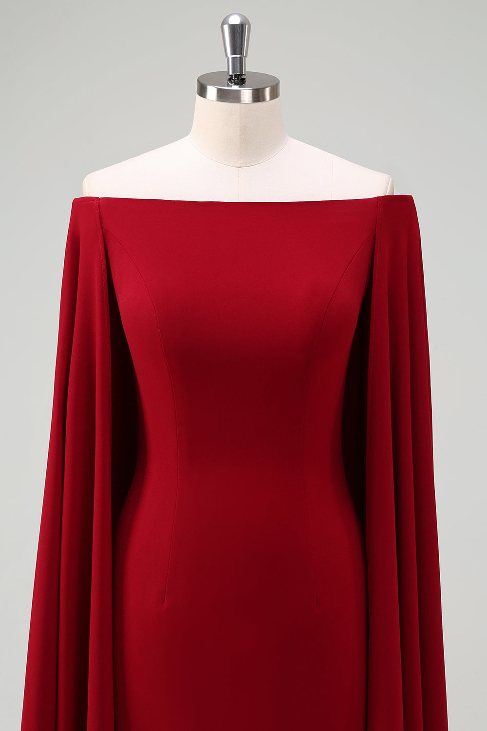 Burgunder Off the Shoulder Bodycon Cocktail Kjole Med Kappeermer
