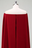 Burgunder Off the Shoulder Bodycon Cocktail Kjole Med Kappeermer