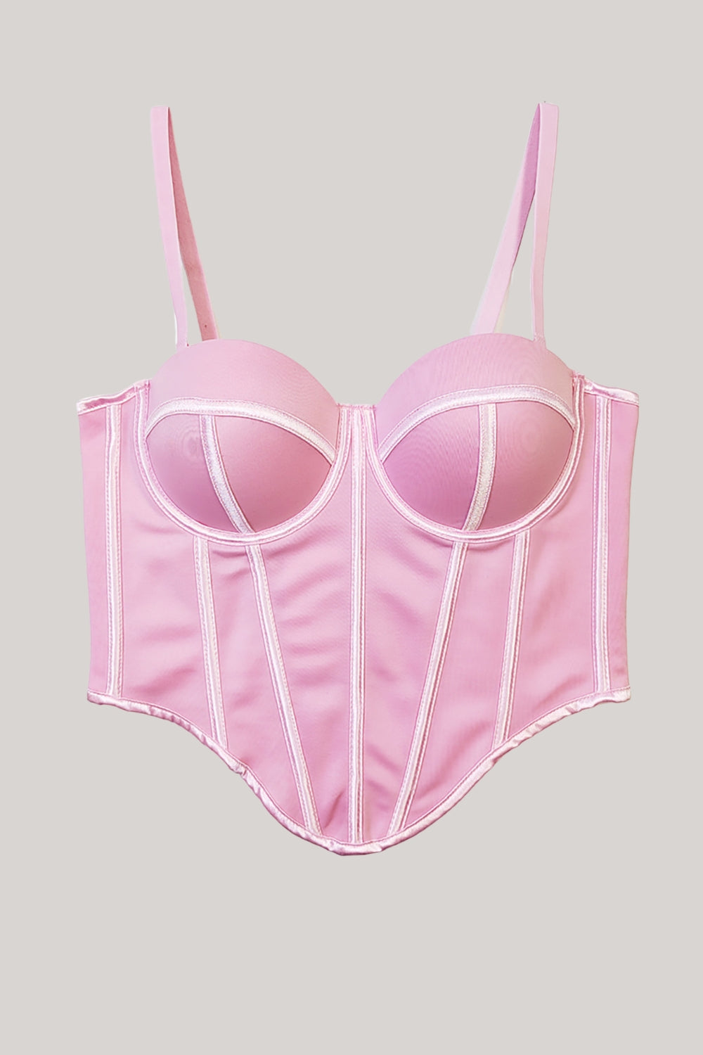 Rosa Spaghetti Stropper Asymmetrisk Hem Korsett Topp