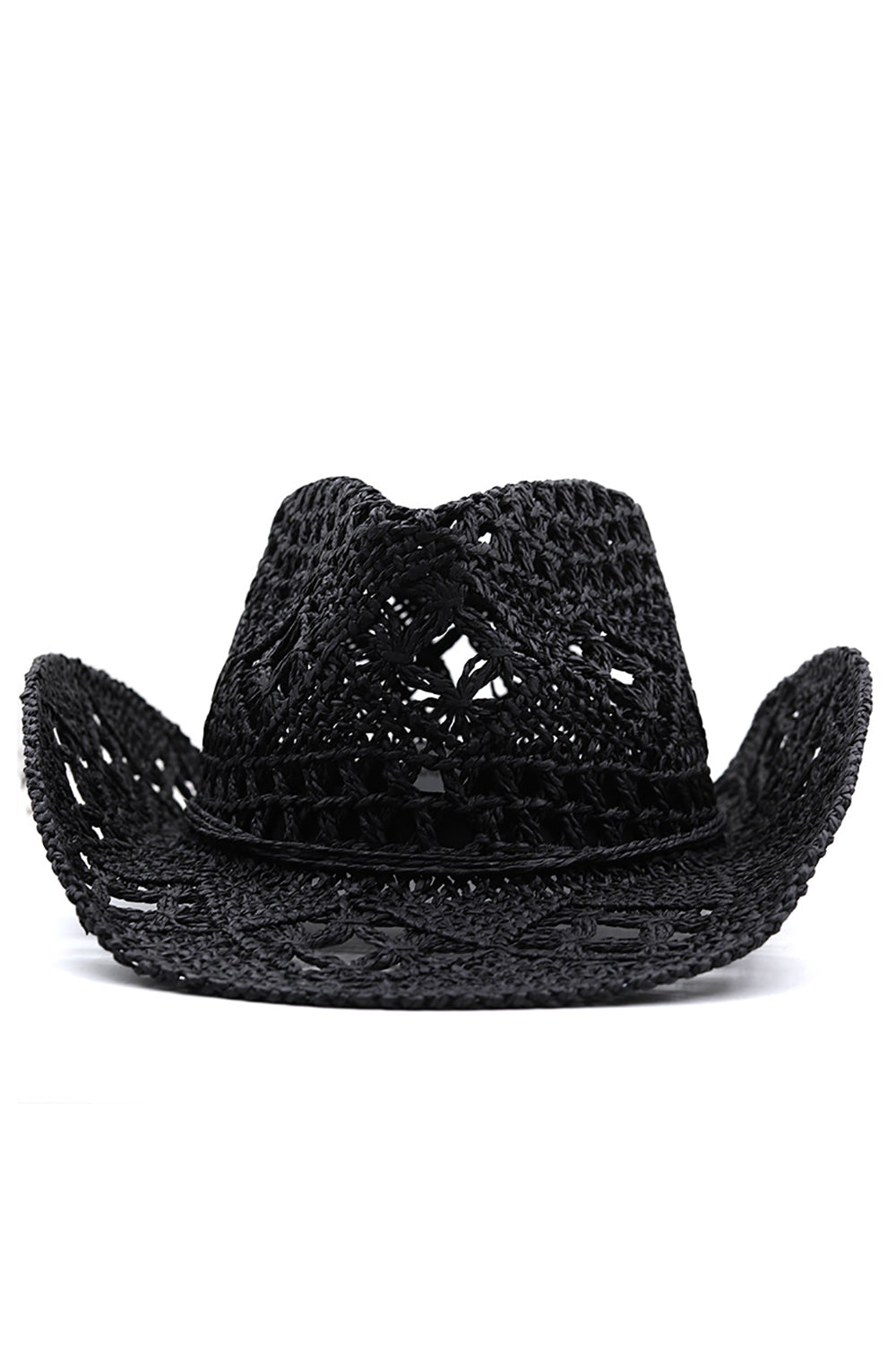 Aprikos Strikking Western Cowboy Hat Strå Hat Hul Ut Sunhat