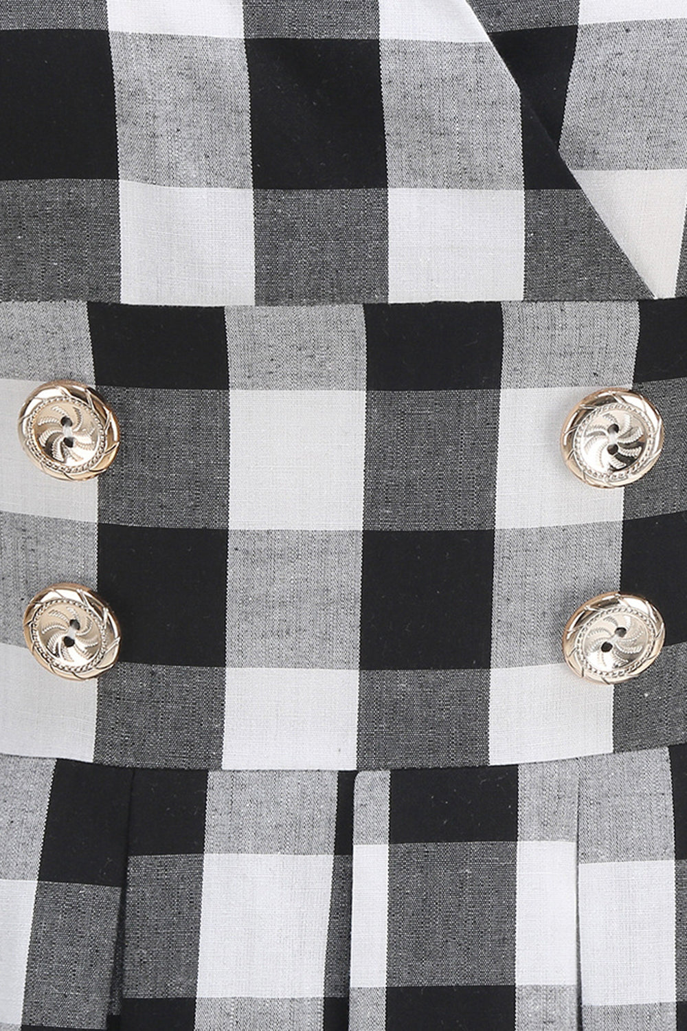 Svart V-hals Pledd Vintage 1950-talls kjole