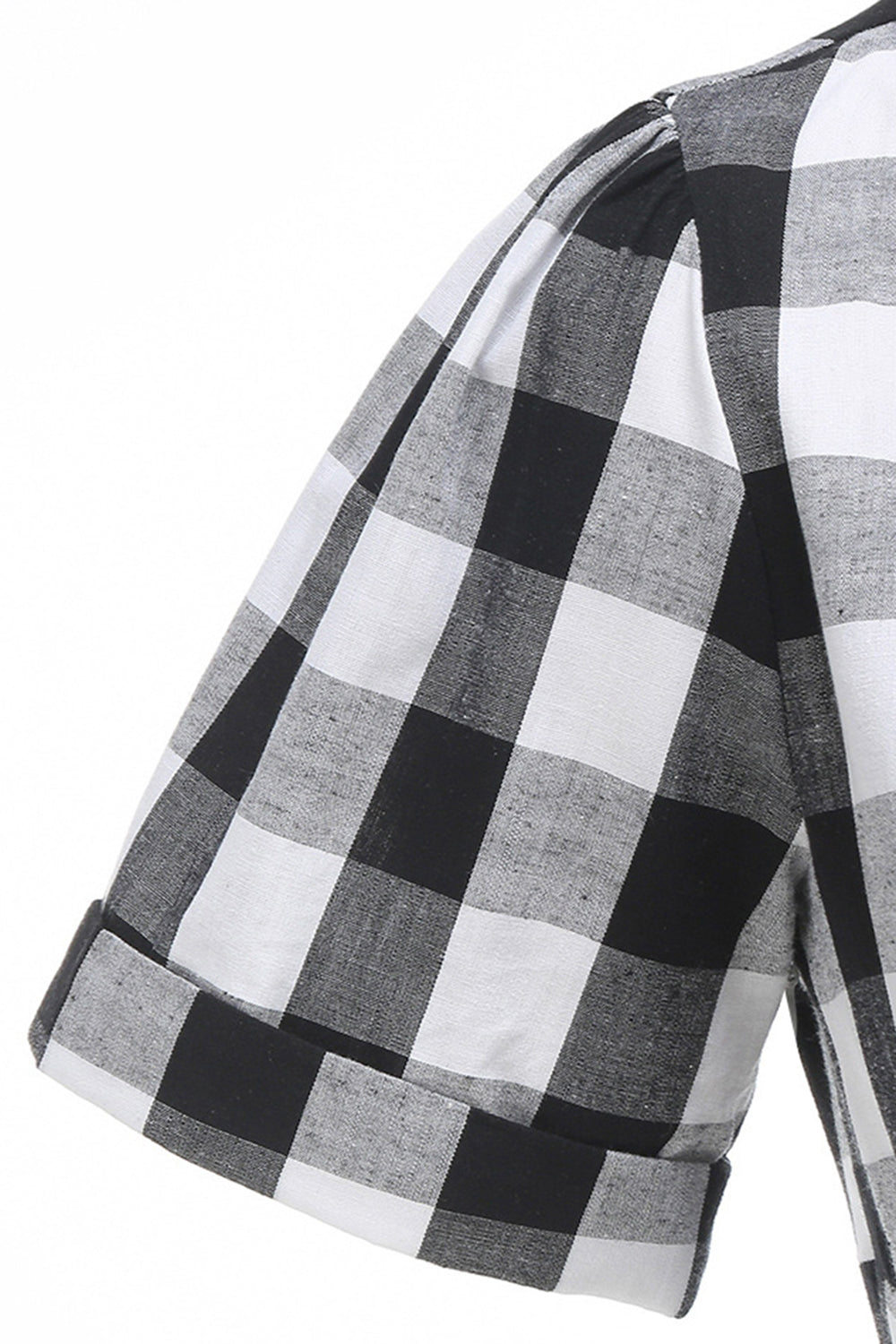 Svart V-hals Pledd Vintage 1950-talls kjole