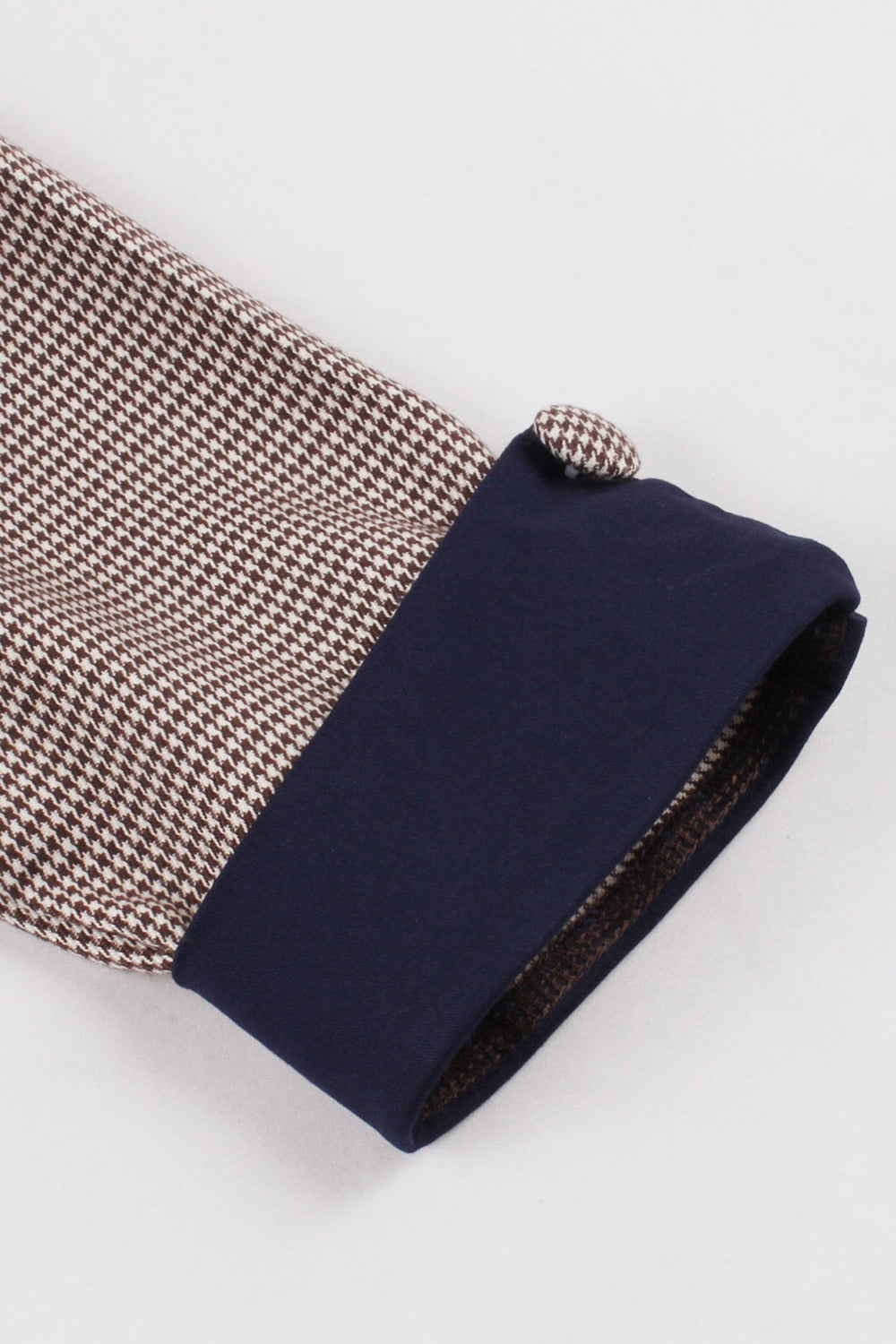 Navy Houndstooth belte lange ermer 1950-tallet kjole