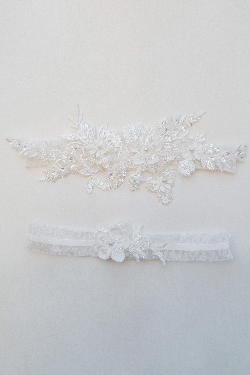 Bridal Lace Garter Sett med broderi