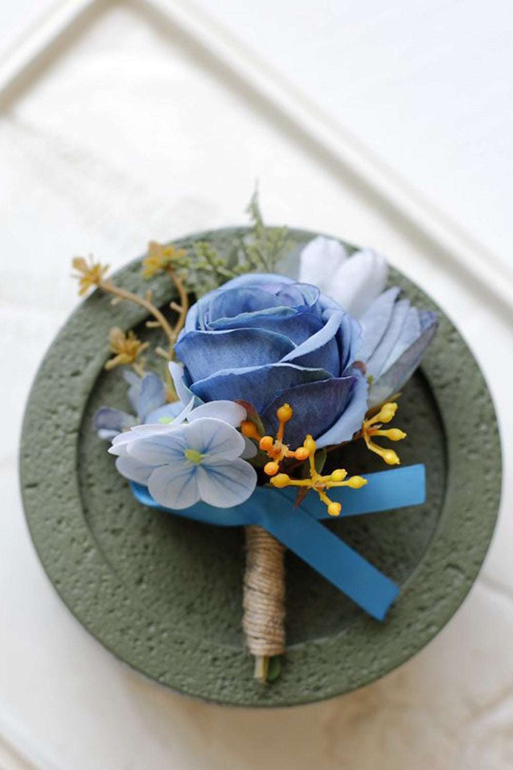 Aprikos Prom Wrist Corsage og menns Boutonniere til bryllup