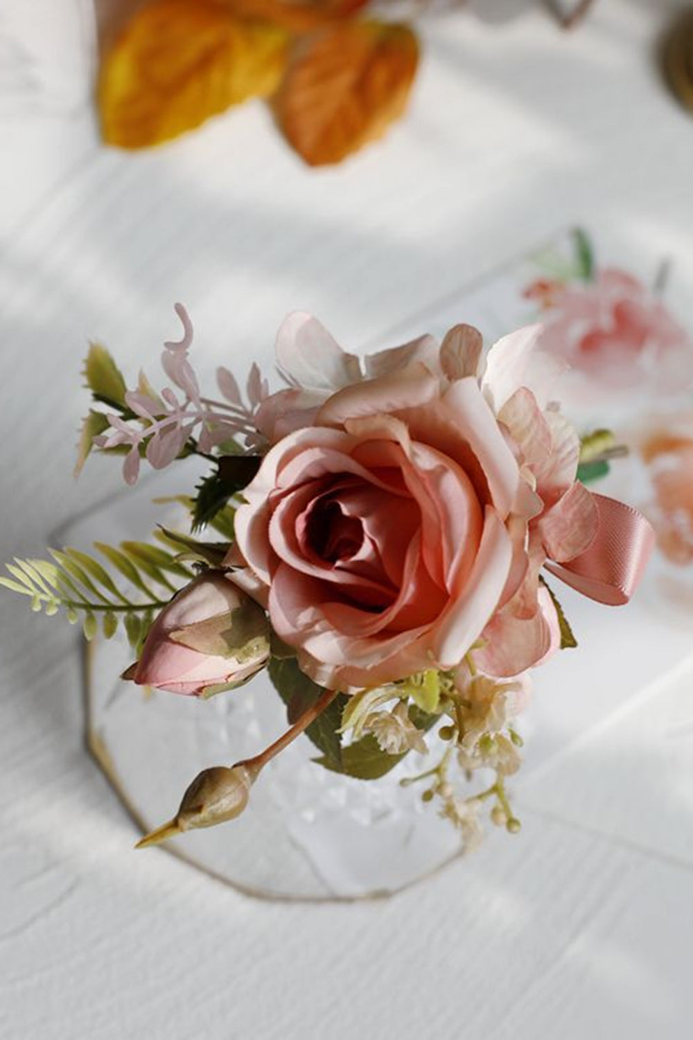 Elegant Blush Prom Wrist Corsage og menns Boutonniere for bryllupsfest