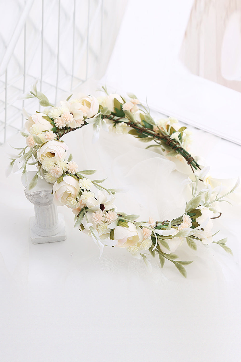 Blush Camellia Floral Crown Brud Bryllup Pannebånd