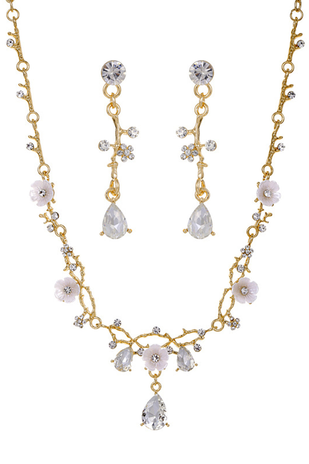 Gylden Brud Halskjede Øredobber Sett For Bryllup