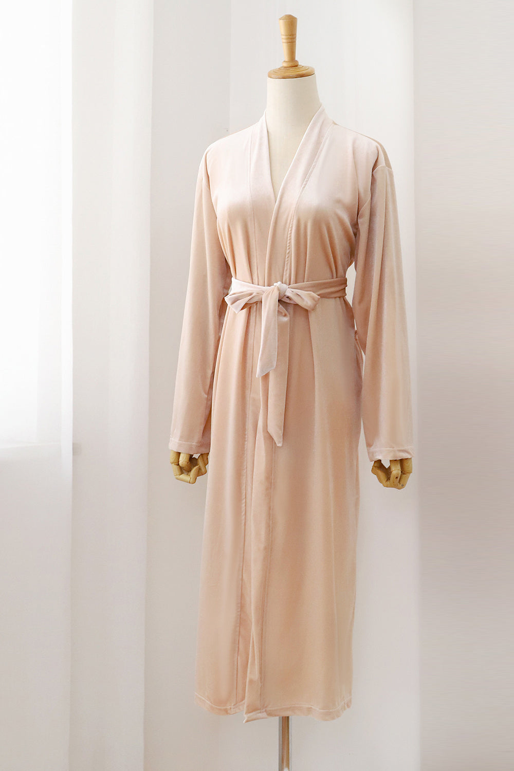 Burgunder fløyel brud og brudepike te lengde kappe