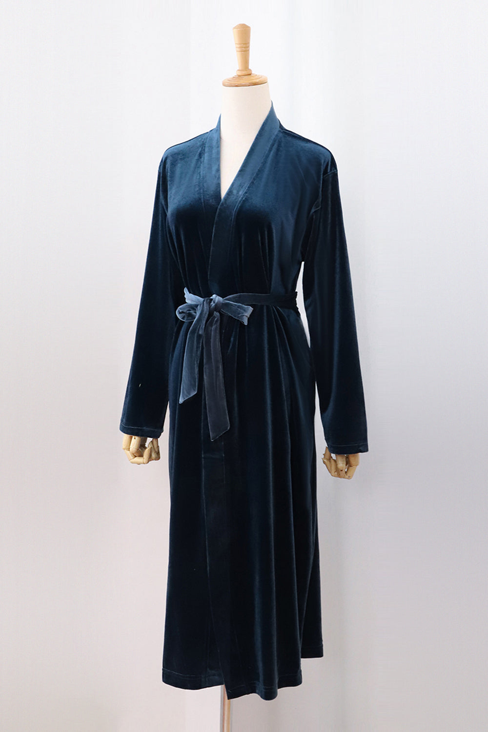 Burgunder fløyel brud og brudepike te lengde kappe