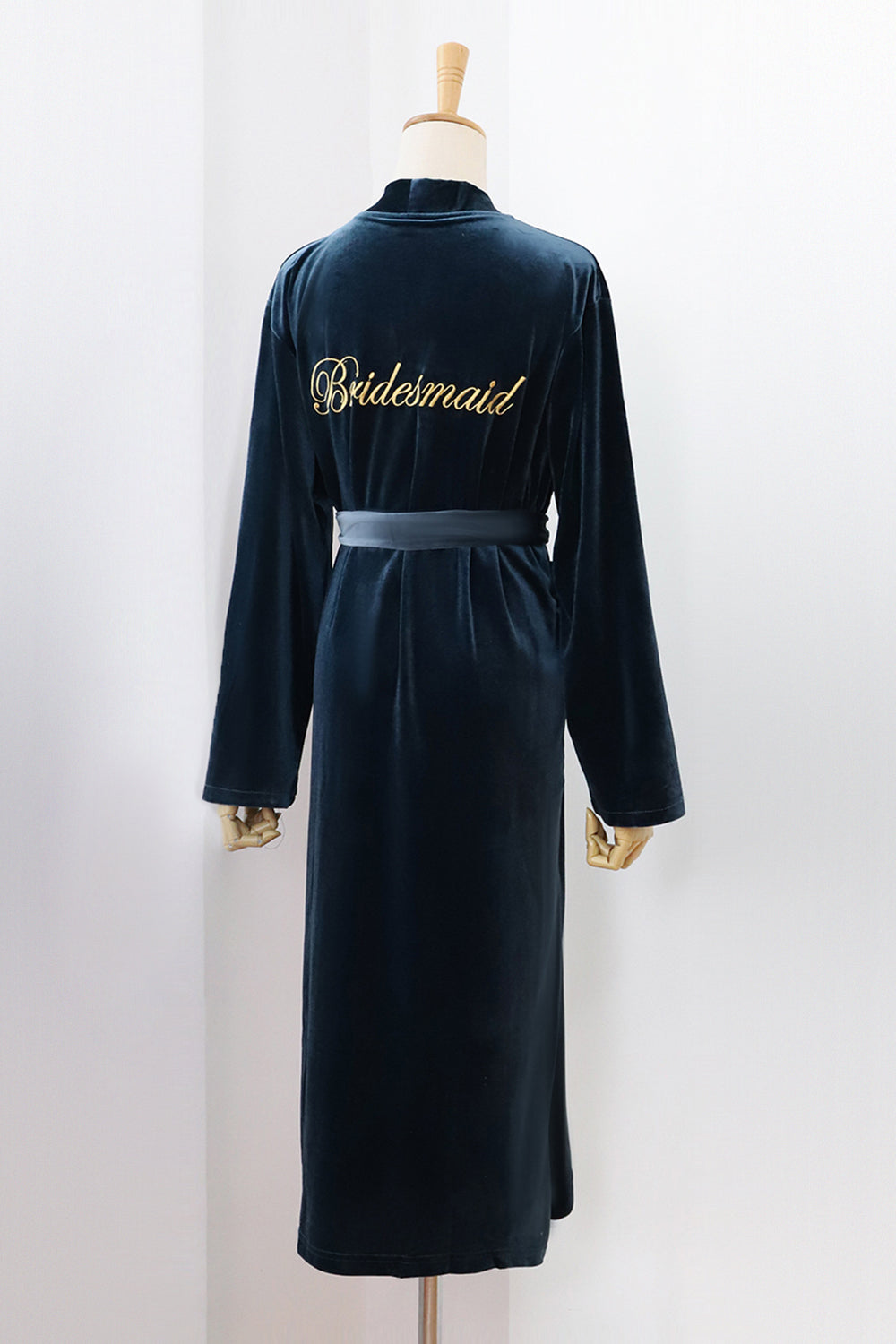 Burgunder fløyel brud og brudepike te lengde kappe