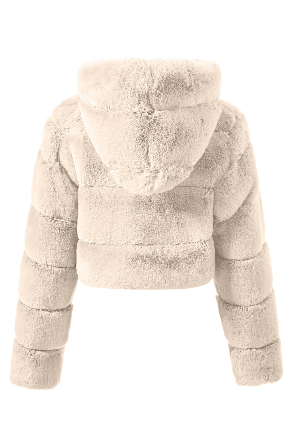 Svart fluffy fuskepels glidelås kort frakk