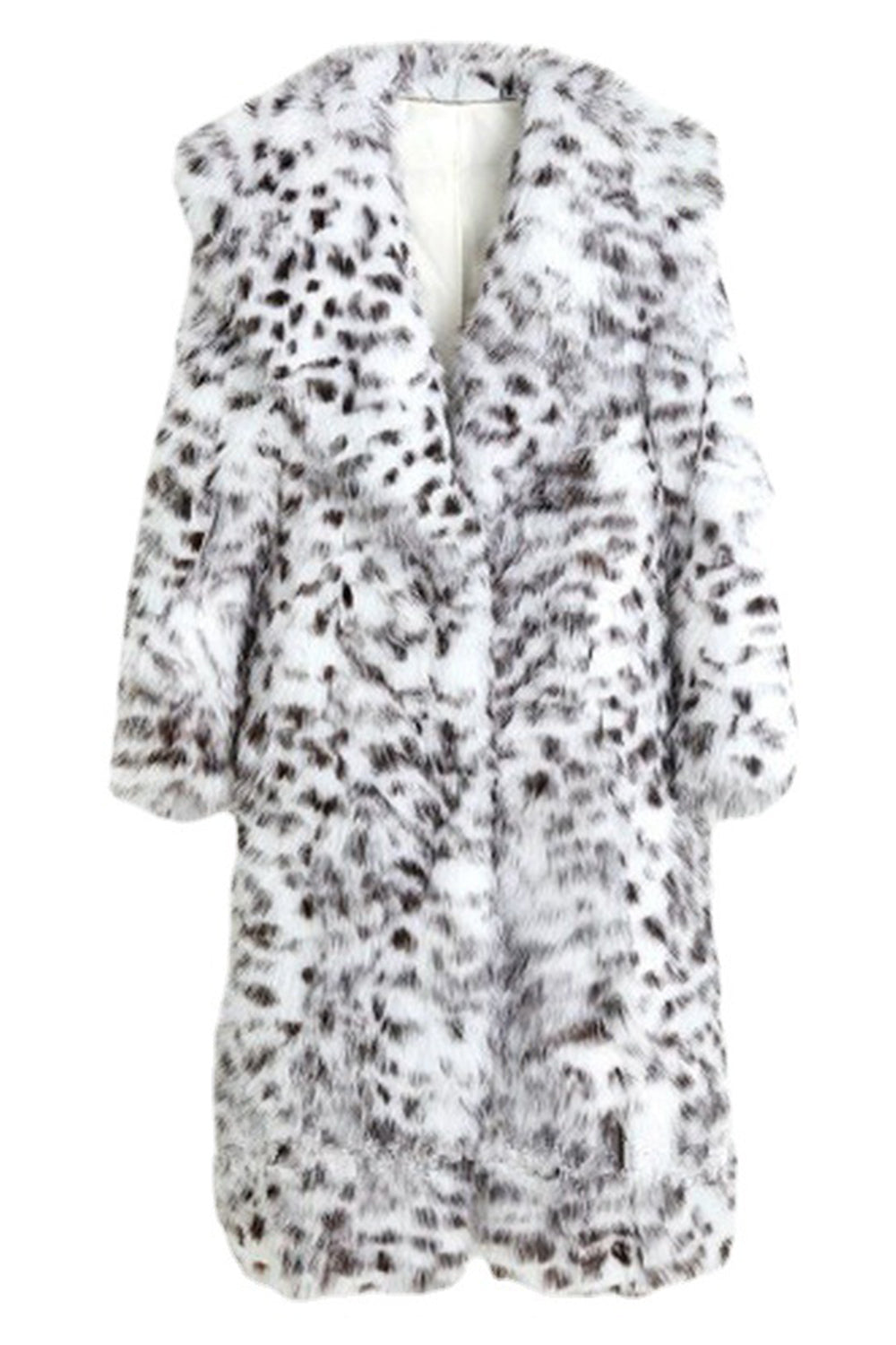 Svart Hvit Leopard Mønster Lang Damefrakk