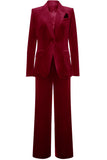 Royal Blue Velvet Single Button Women's Suits