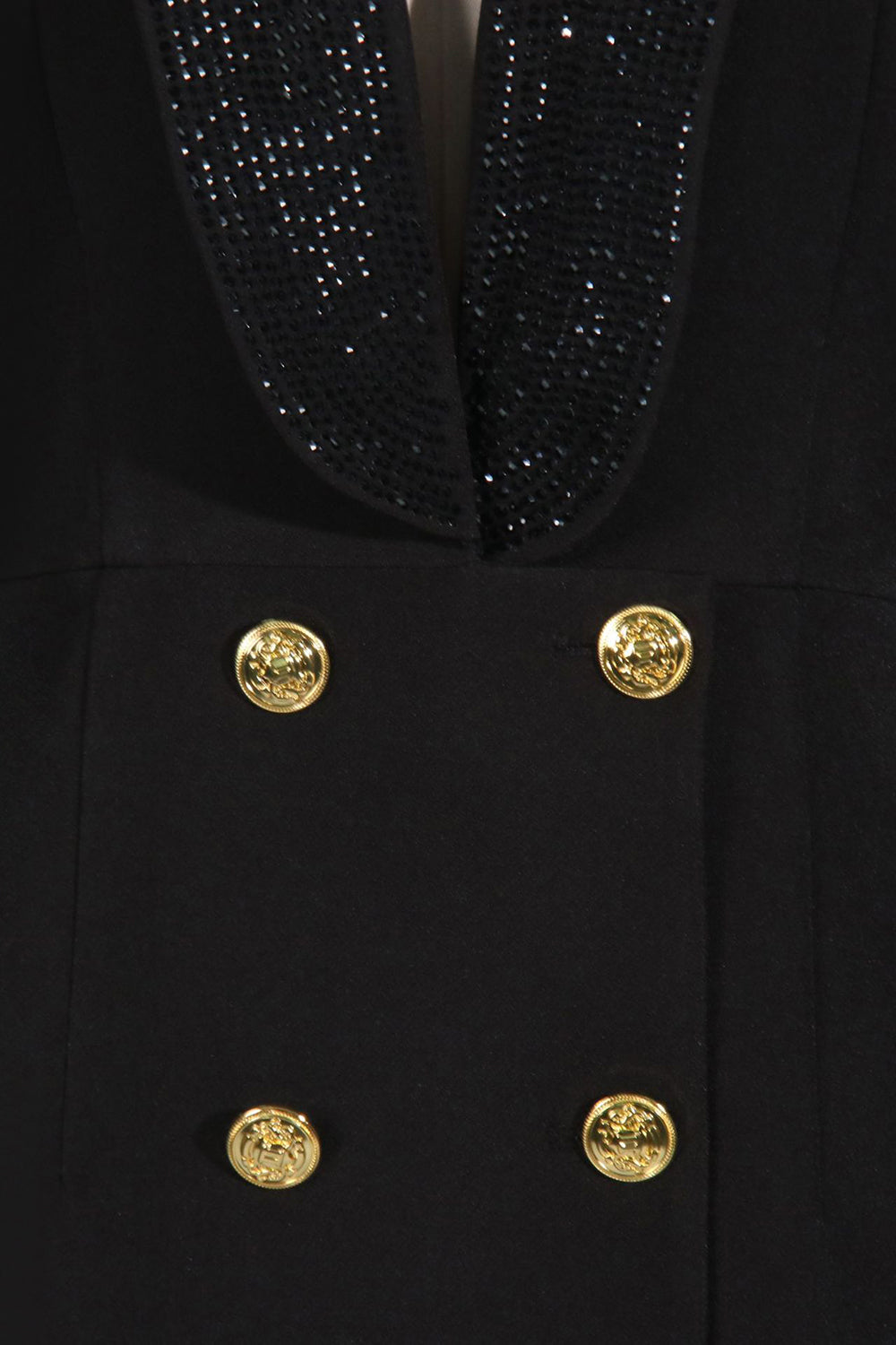 Glitrende Svart Sjal Jakkeslag Ryggløs Beading Dame Blazer