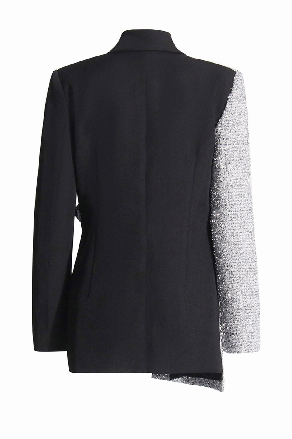 Silver Black Peak Lapel Slim Fit Kvinner Blazer
