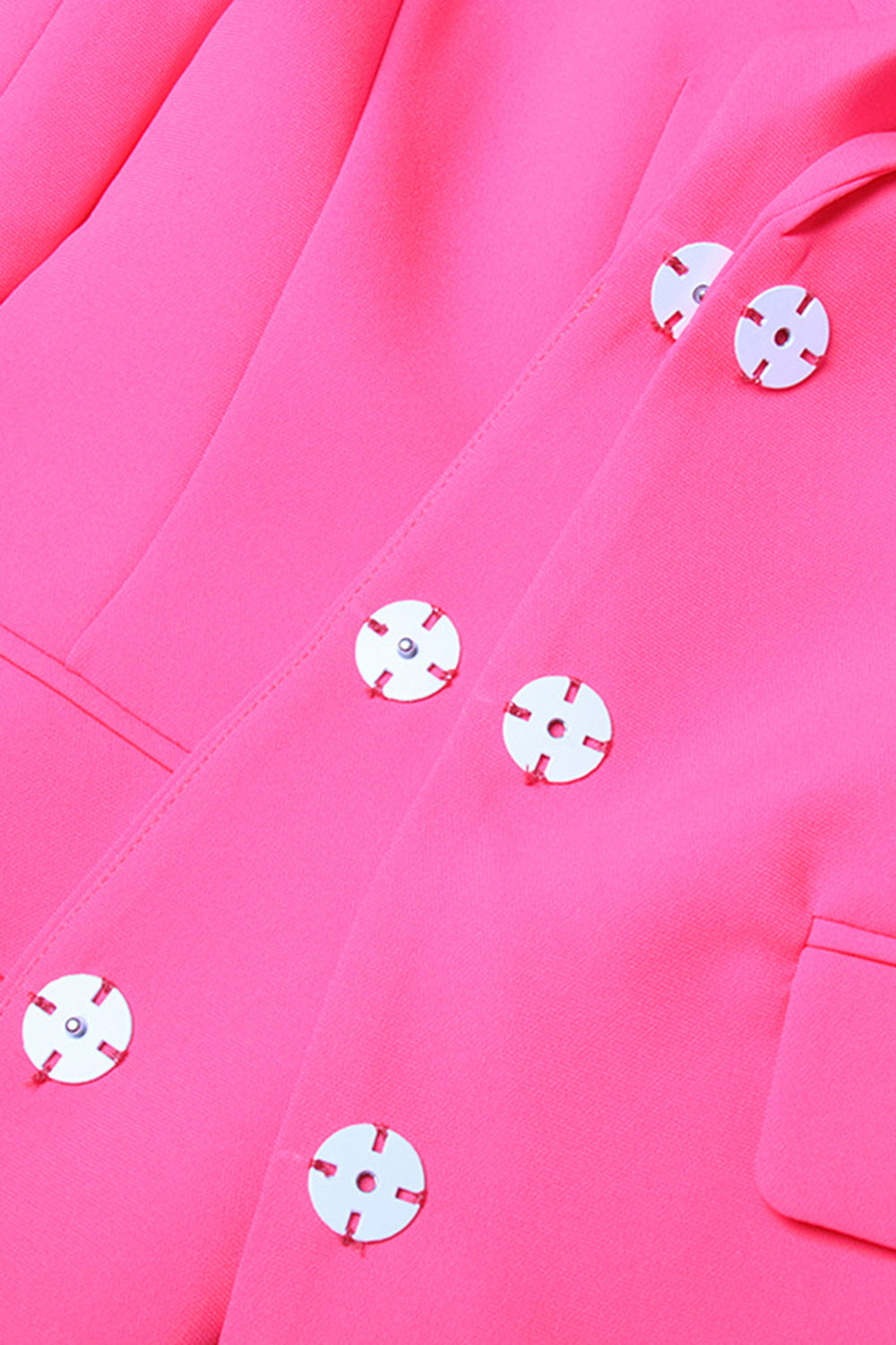 Fuchsia Peak Lapel Women Blazer med perlebelte