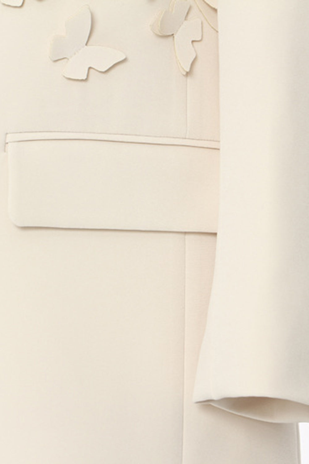 Beige Oversize Kvinner Blazer med 3D Sommerfugler