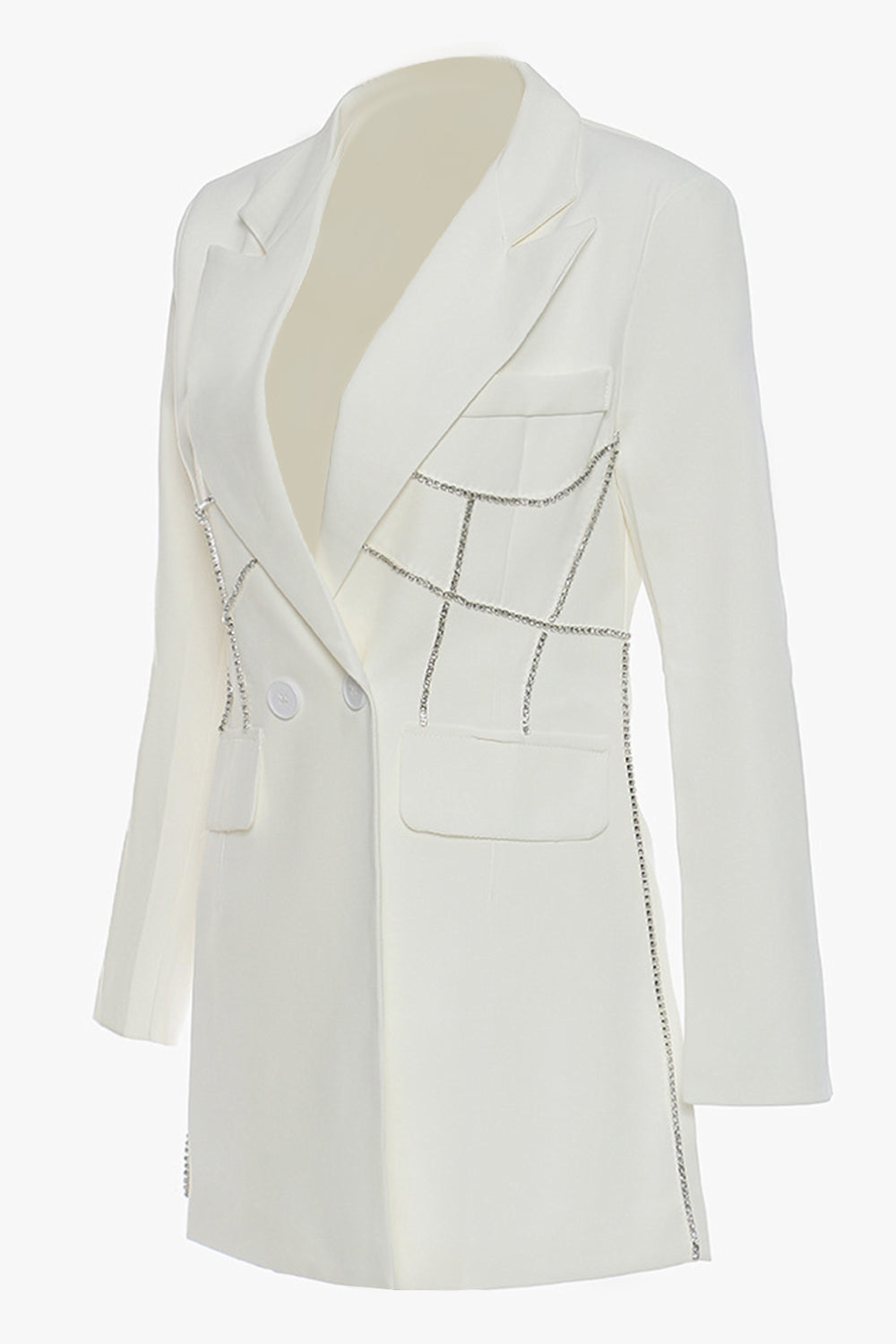 Black Peak Lapel Kvinner Blazer med perler