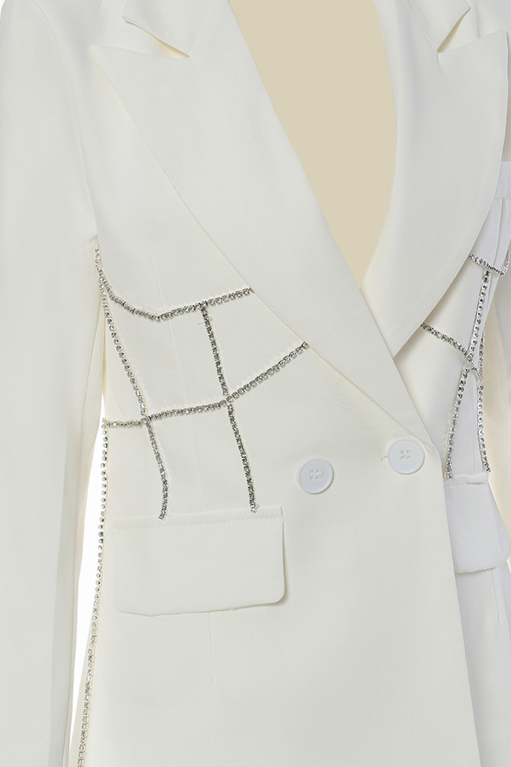 Black Peak Lapel Kvinner Blazer med perler