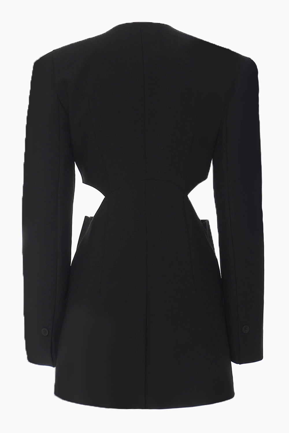 Svart Slim Fit utskjæring dame krageløs blazer