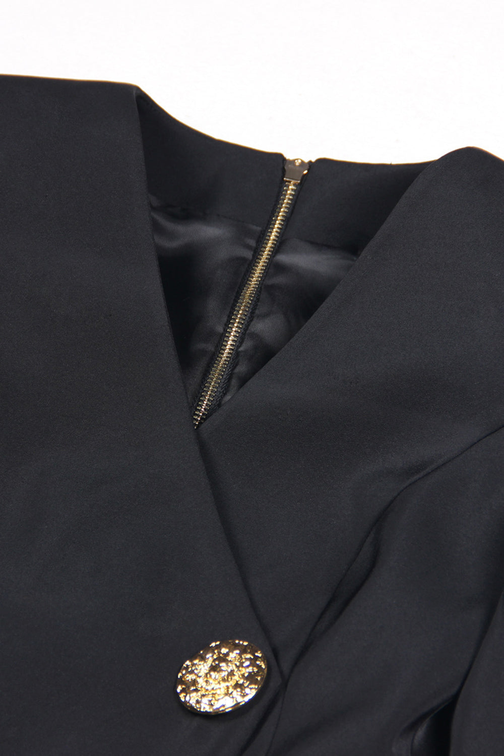 Svart V-hals Slim Fit Lang Kvinner Blazer