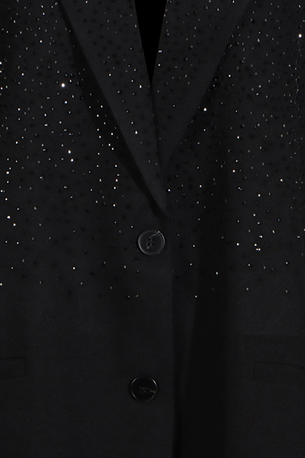 Glitrende svart hakket jakkeslag kvinner blazer med perler