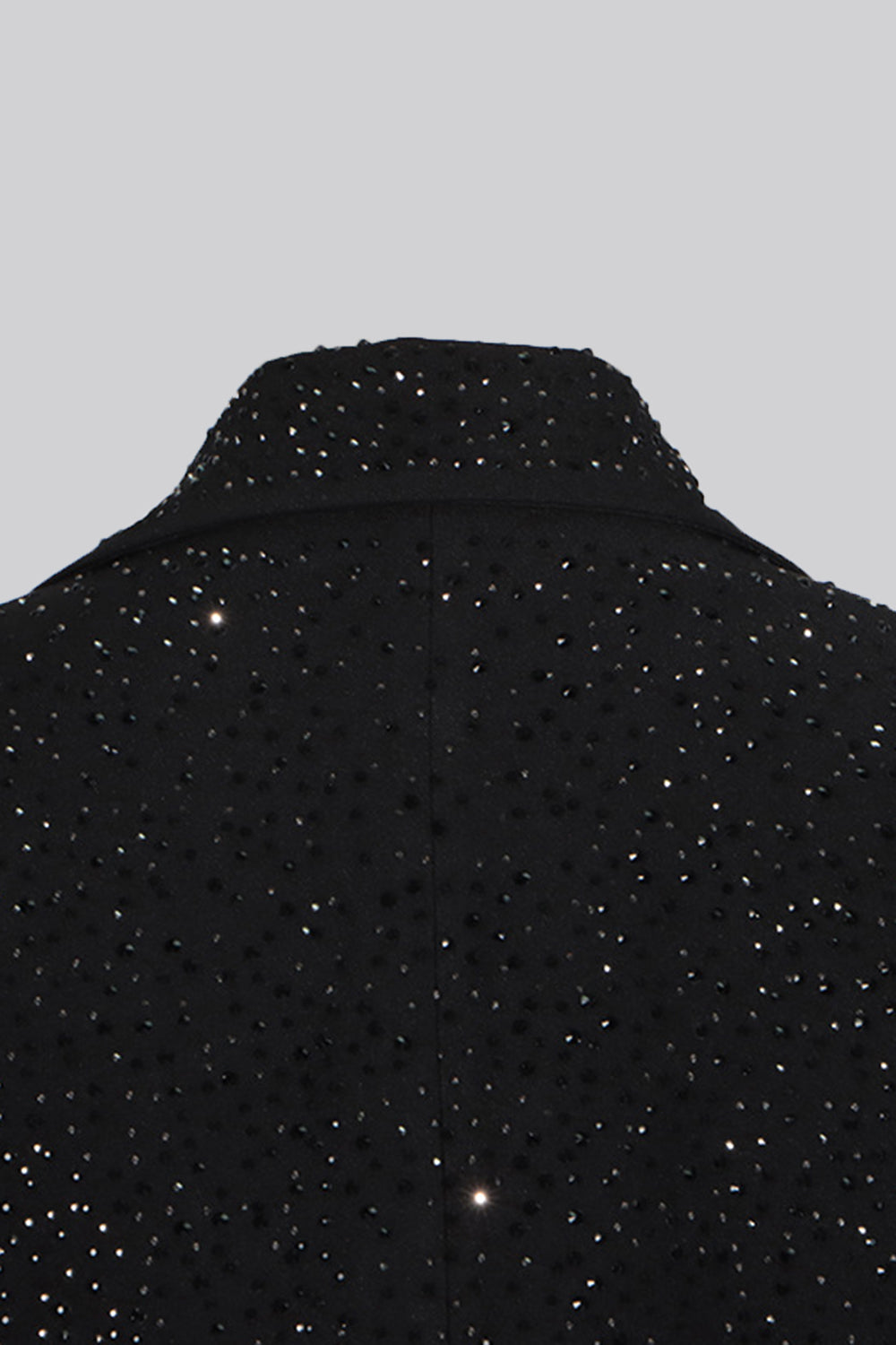 Glitrende svart hakket jakkeslag kvinner blazer med perler