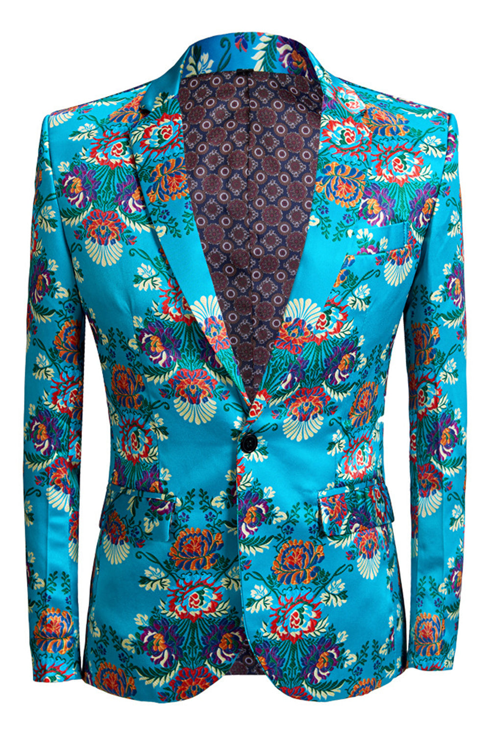 Blå Broderi En knapp Blazer for menn