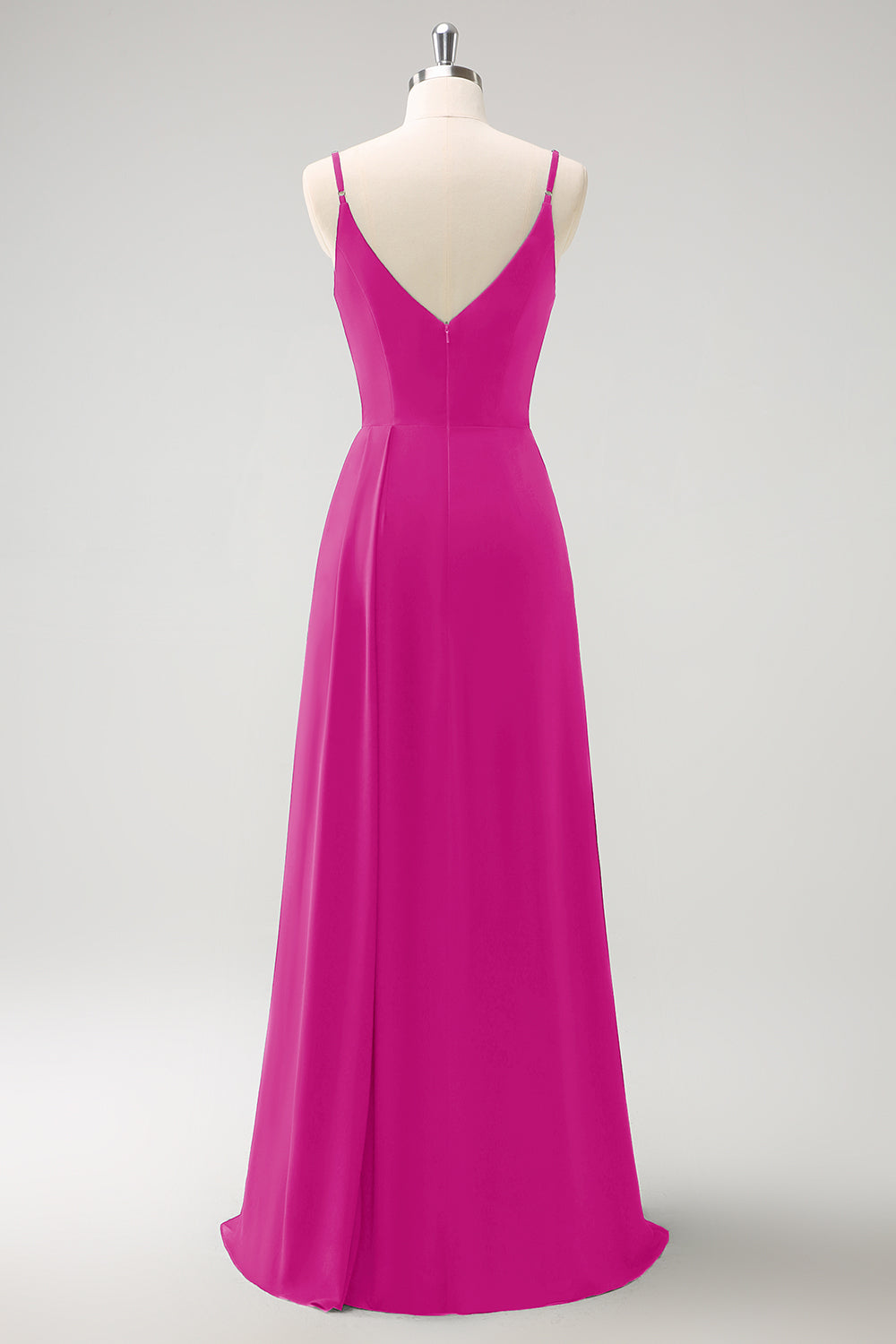 Mørkegrønn Spaghetti Stropper Ruche Lang Brudepike Kjole med Splitt