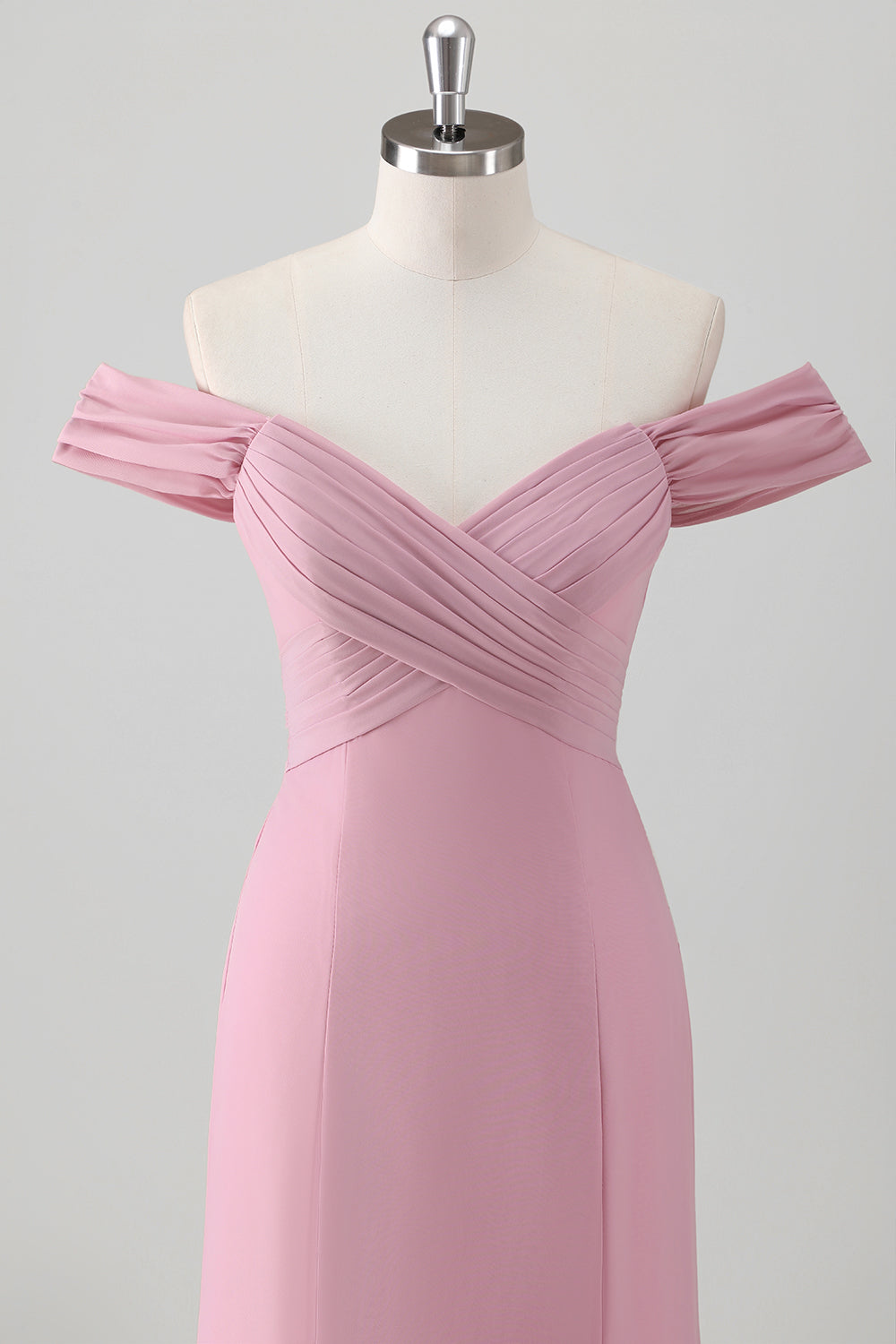 Rosa havfrue Off the Shoulder Lang brudepikekjole med splitt