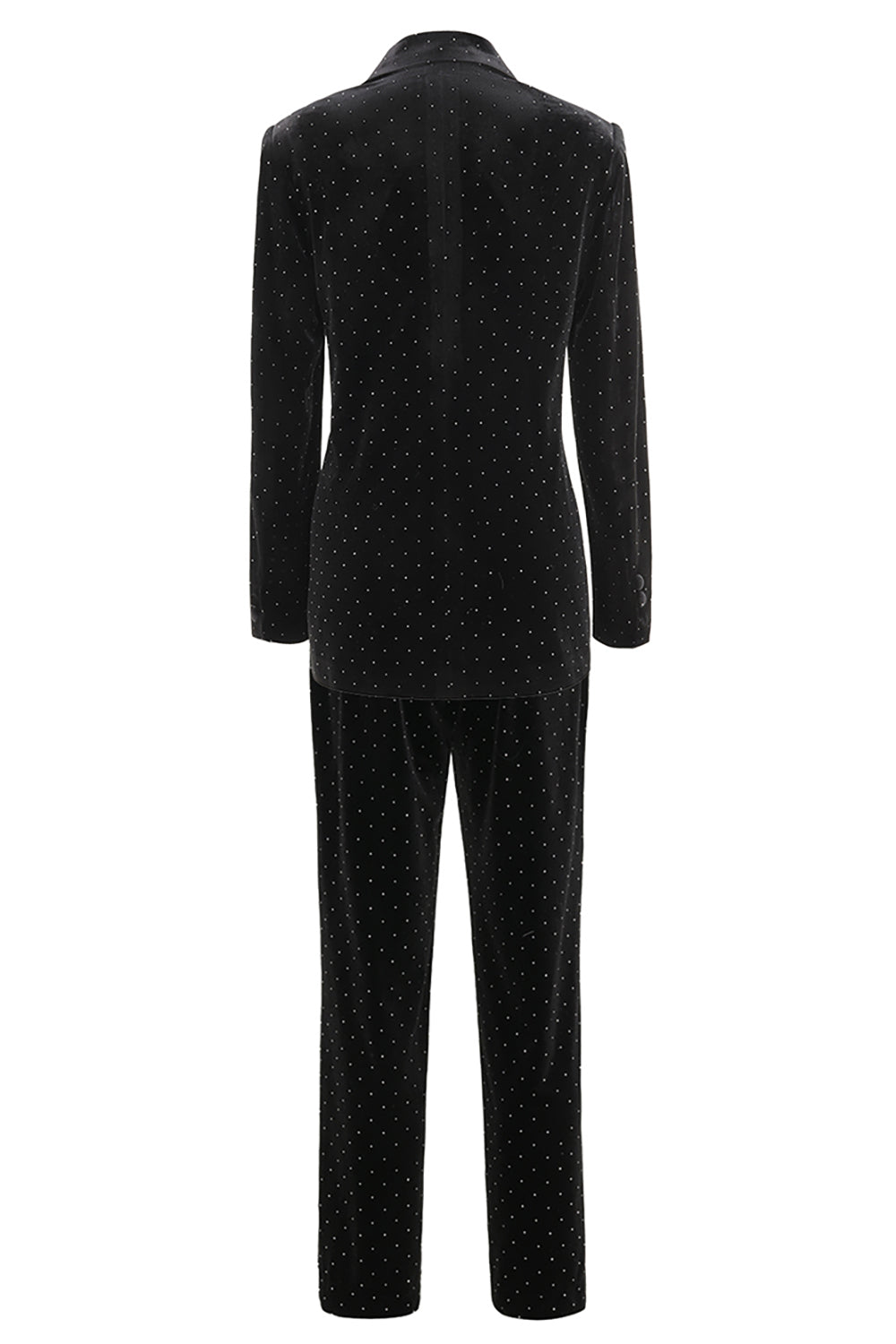 Black Polk Dots One Button 2 Piece Kvinner Dress