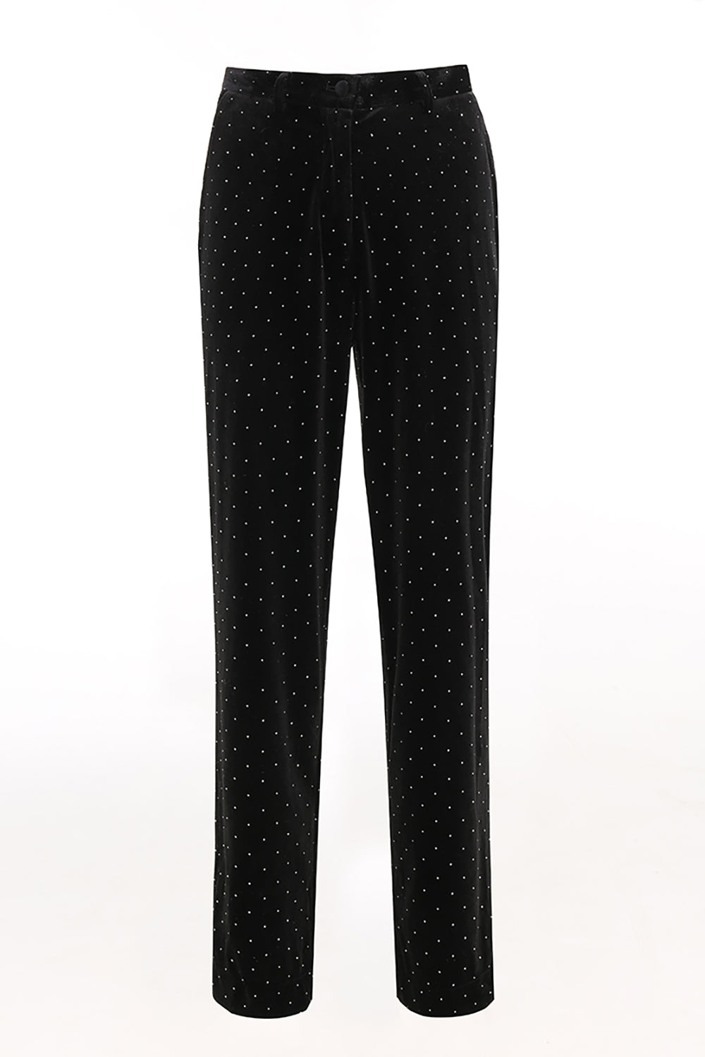 Black Polk Dots One Button 2 Piece Kvinner Dress