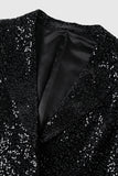 Glitrende Paljetter Svart Langermet Blazer