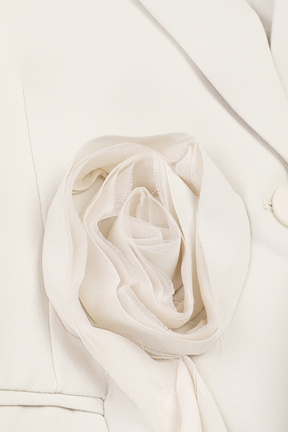 Elfenben Floral Uregelmessig Lang Kvinner Blazer